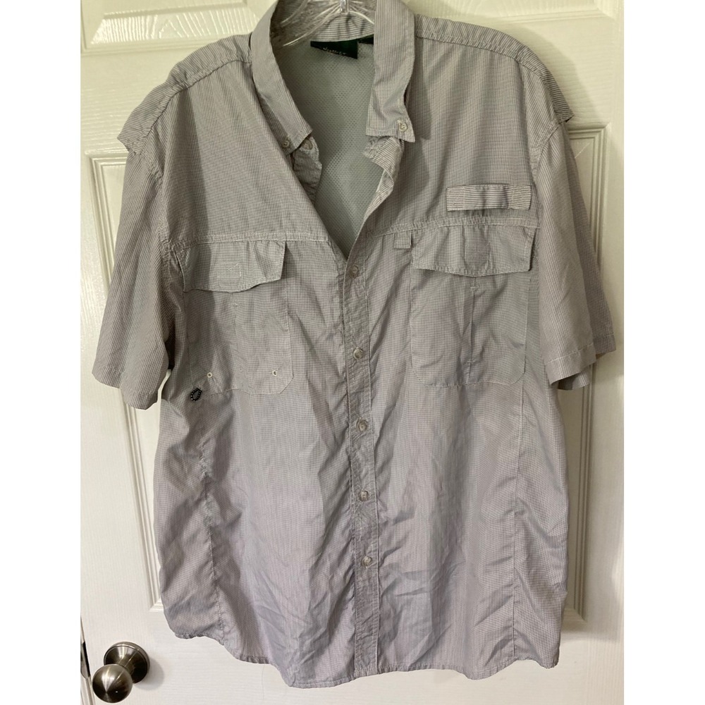 Stillwater Supply Co Mens Fishing Hiking Shirt Khaki Check Short Sleeve Size M
